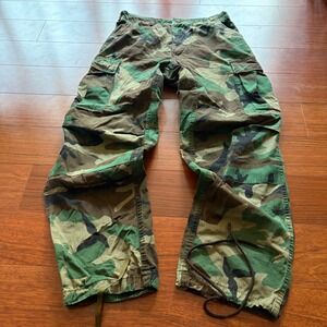 Vintage Woodland Military Camo Cargo Pants Ripstop Cotton Fatigues Made in USA